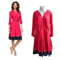 TALBOTS Fuschia Pink 97% Cotton Fit & Flare Coquette Shirtdress No Belt Size 16W