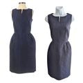 Classic MARTIN GRANT Navy Wool Silk Crepe Minimalist Tulip Midi Dress Size 38/M