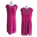 ROZ & ALI Bright Magenta All-Lace A-Line Cocktail Wedding Midi Dress Size 14