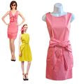 2013/15 PAULE KA Pink Coquette Cotton Sleeveless Tie Sheath Mini Dress Size 36/4