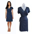 PACT 95% Organic Cotton Navy Short Sleeve Midi Wrap Dress Size S