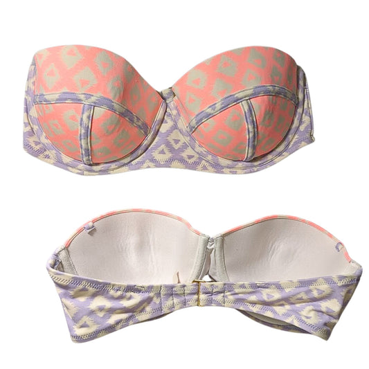 VICTORIA'S SECRET Flirt Bandeau Ikat Coral & Lavender Bikini Top Size 32DD