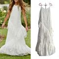 CHASING FIREFLIES Flower Cottage Ivory Tiered Patchwork Lace Maxi Dress Size 8