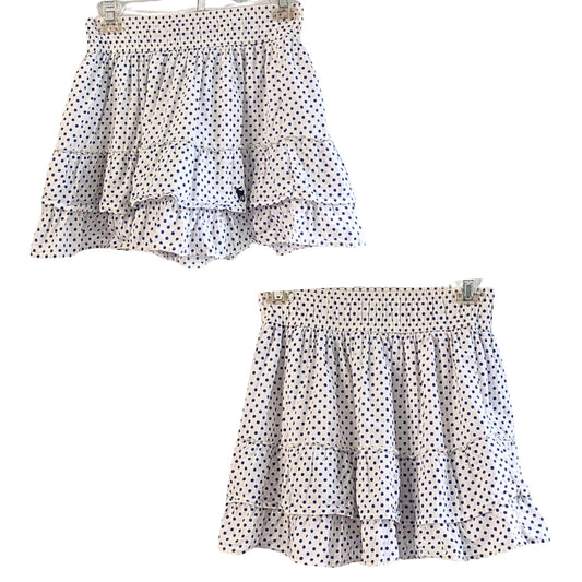 Vtg Y2K ABERCROMBIE & FITCH Cotton White Polka Dot Ruffle Tier Mini Skirt SzM