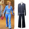 Vintage Y2K JUICY COUTURE Navy Blue Matching Velour Tracksuit Sz Top XL Pants M