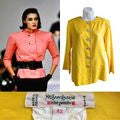 Vtg 1986 YVES SAINT LAURENT RIVE GAUCHE Yellow Silk Stone Button Jacket Sz 42/6