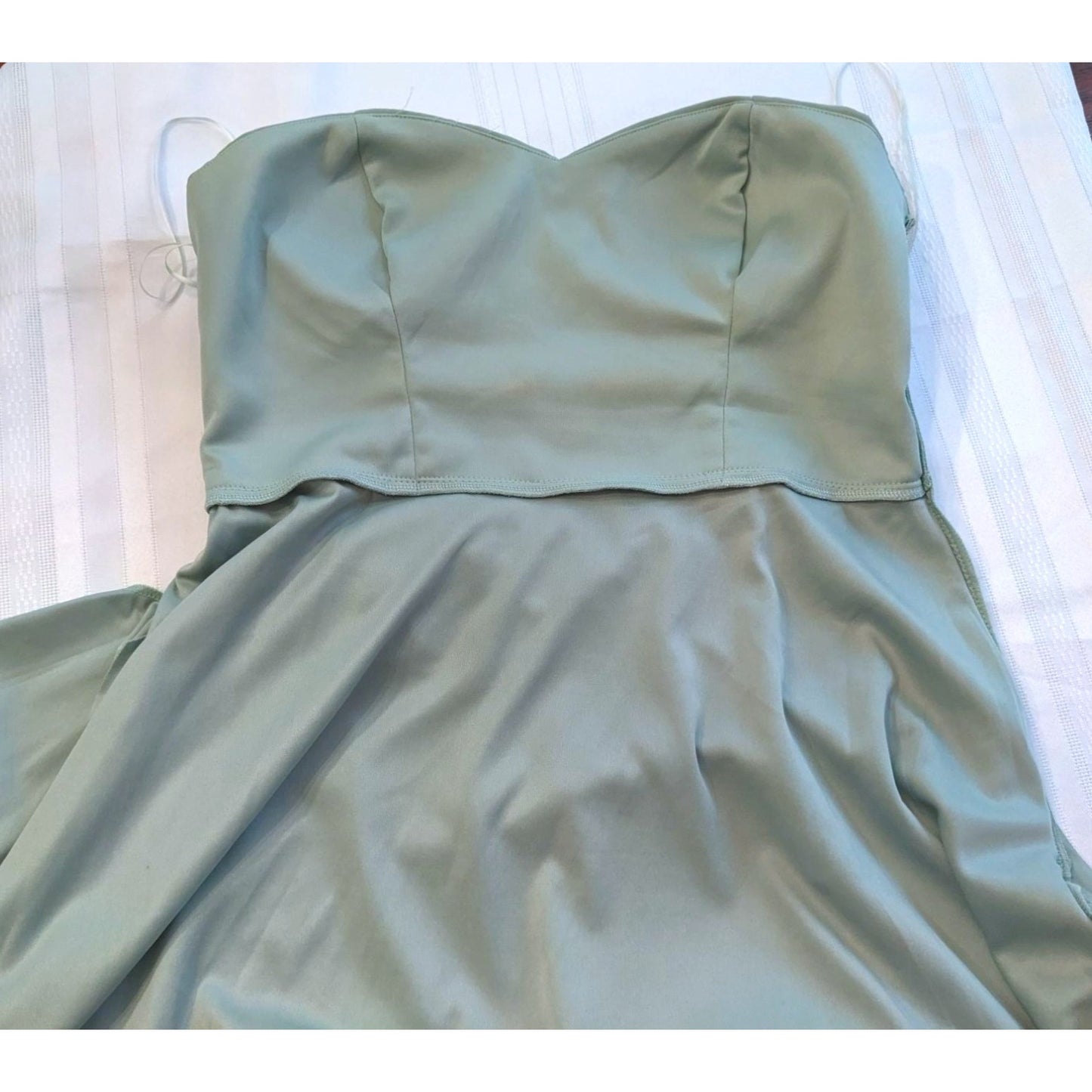 BIRDY GREY Kira Chiffon Sage Convertible One Shoulder No Slit Maxi Dress Size L