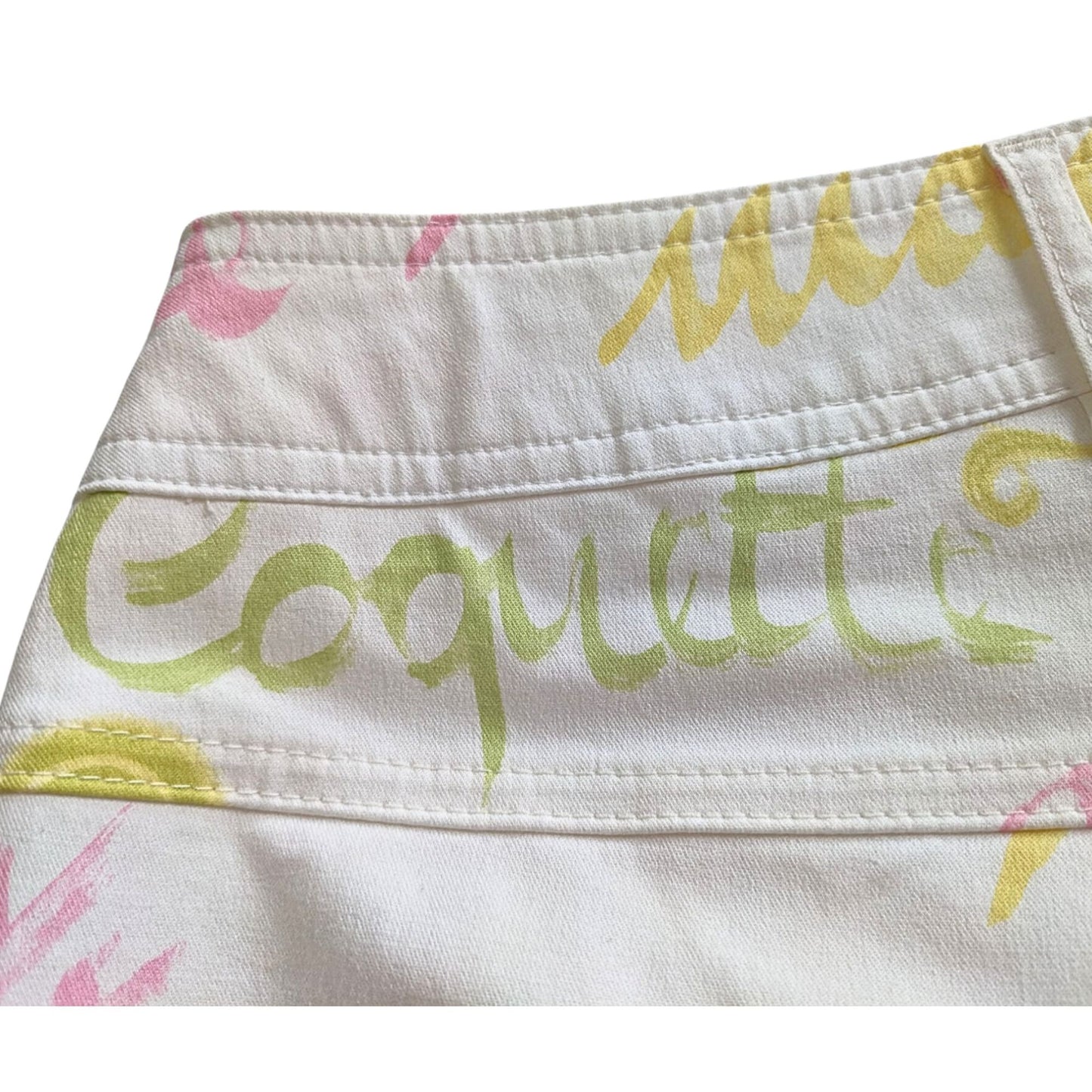 Vintage Y2K ESCADA Coastal Coquette White French Pastel Print Pants Size 44/14