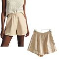 NWOT Anthropologie MON REN Coast Linen Peach High Rise Shorts Cutout Sides Sz S