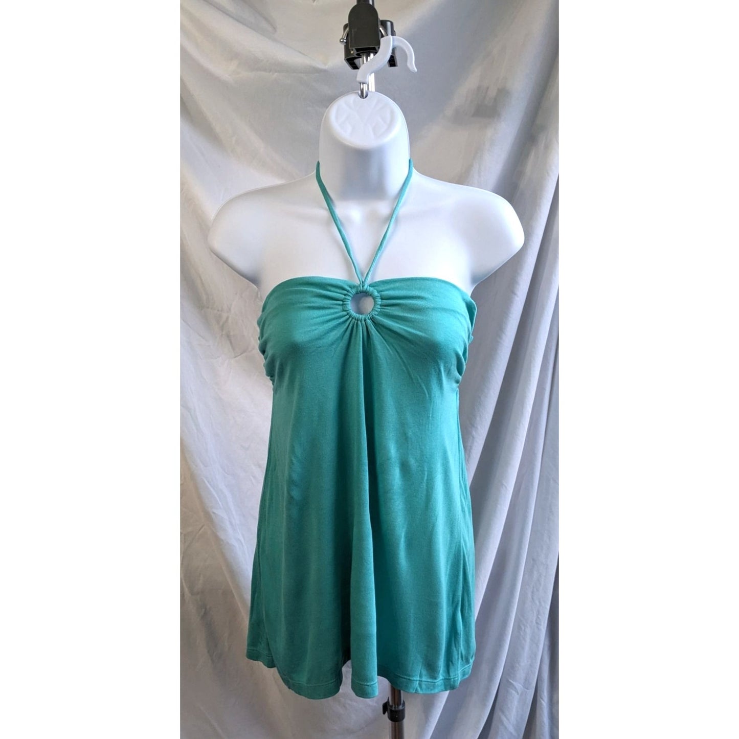 NWT Vintage Y2K JUICY COUTURE Turquoise Blue Grotto Modal Pom Pom Halter Size SP