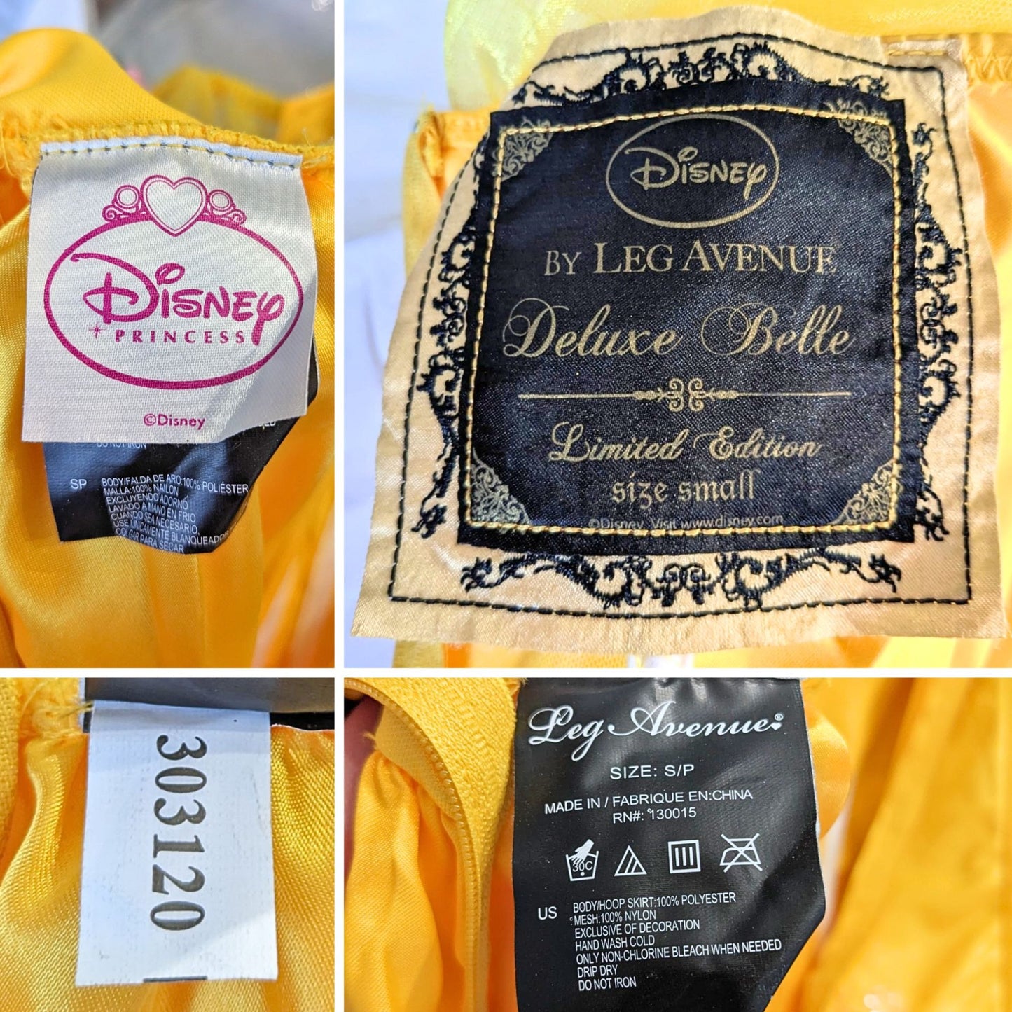 NWT DISNEY by LEG AVENUE Deluxe Belle Costume 5 pc Limited Edition Size S