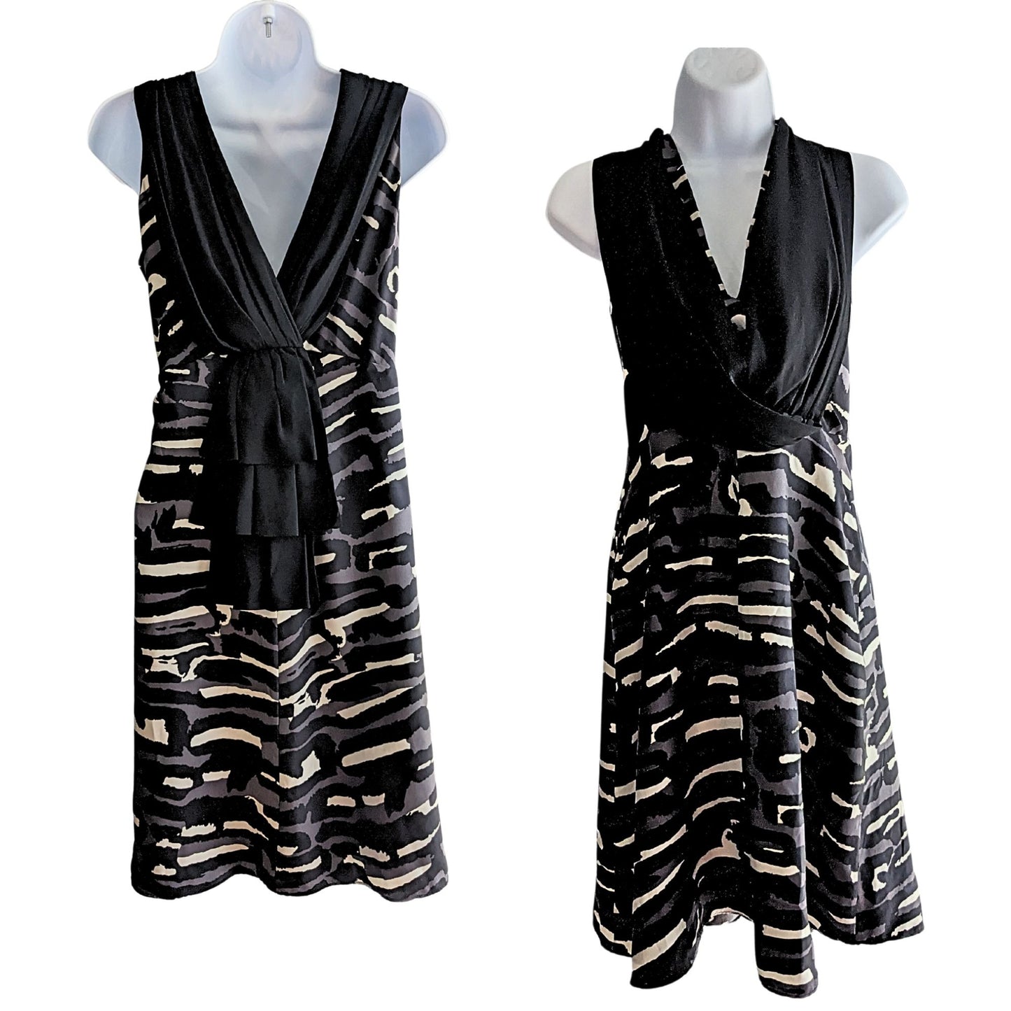 Vtg Y2K Lorelai Gilmore TEMPERLEY LONDON Black Stripe Sleeveless Mini Dress Sz 8