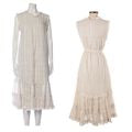 Ethereal LISA MARIE FERNANDEZ Ivory MacPherson Plaid Boho Smock MidiDress Sz S/M