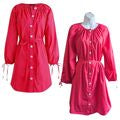 J.CREW Re-imagined Hot Pink Tie-Sleeve Button-Front Cotton Poplin Dress Size XXL