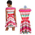 TED BAKER Mayya Pink Pier Candy Stripe Skater Fit & Flare Dress No Belt Sz2/US 6