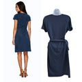 PACT 95% Organic Cotton Navy Short Sleeve Midi Wrap Dress Size S