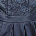 MIUSOL Navy Blue Lace Illusion Sweetheart Bodice Midi Fit & Flare Dress Size M