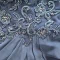 OLEG CASSINI Steel Blue Chiffon Lace Empire Mother of Bride Gown WBM2813 Sz 20W