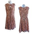 NWT JULIAN TAYLOR NY Orange Brown Embroidered Floral Sleeveless Mini Dress Sz 14