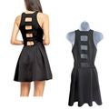 ABERCROMBIE & FITCH Black Cutout Princess Seam Scuba Skater Mini Dress Size S