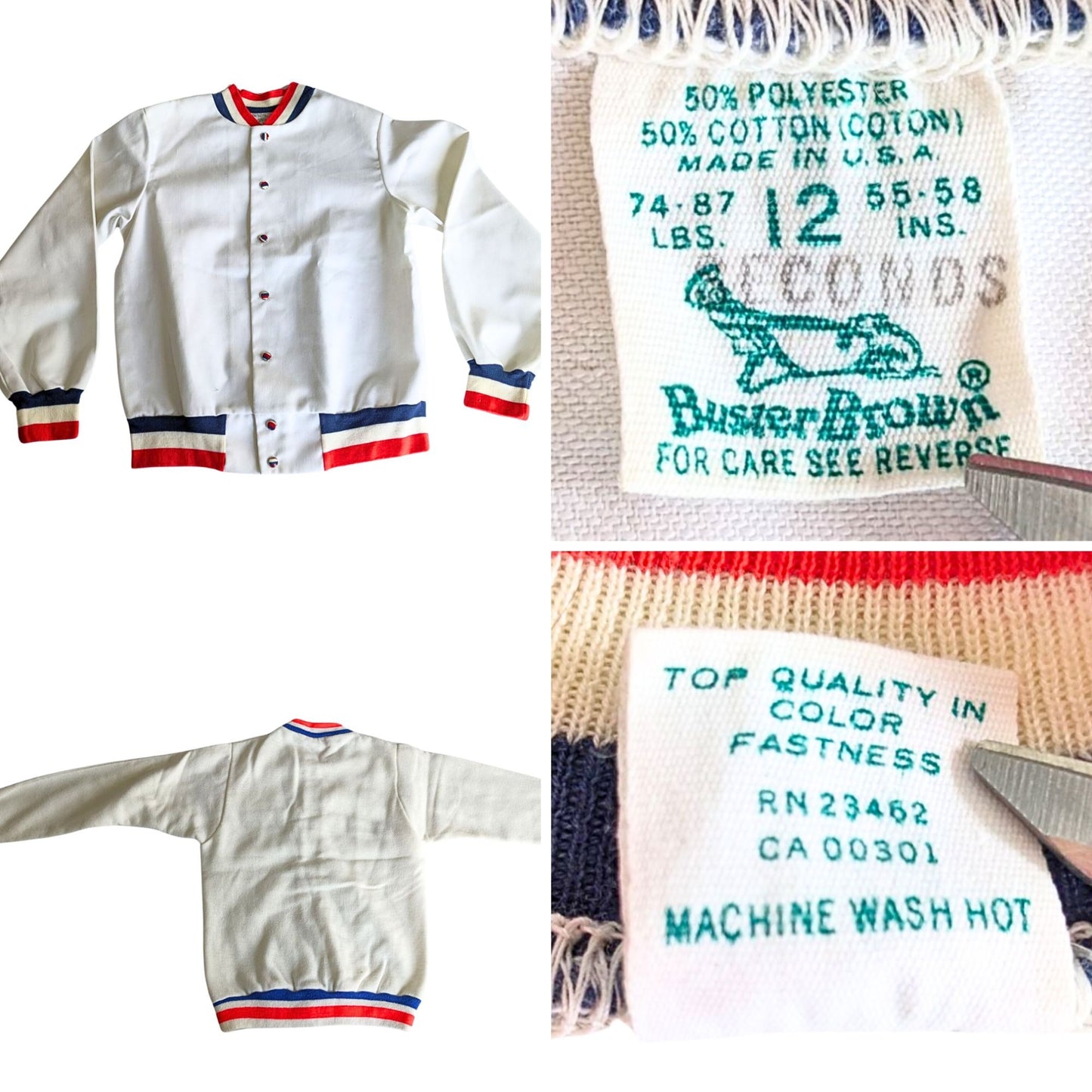 Vintage Mid-Century BUSTER BROWN White Sailor Suit 6pc Family Set w/ Ad Szs 5-14