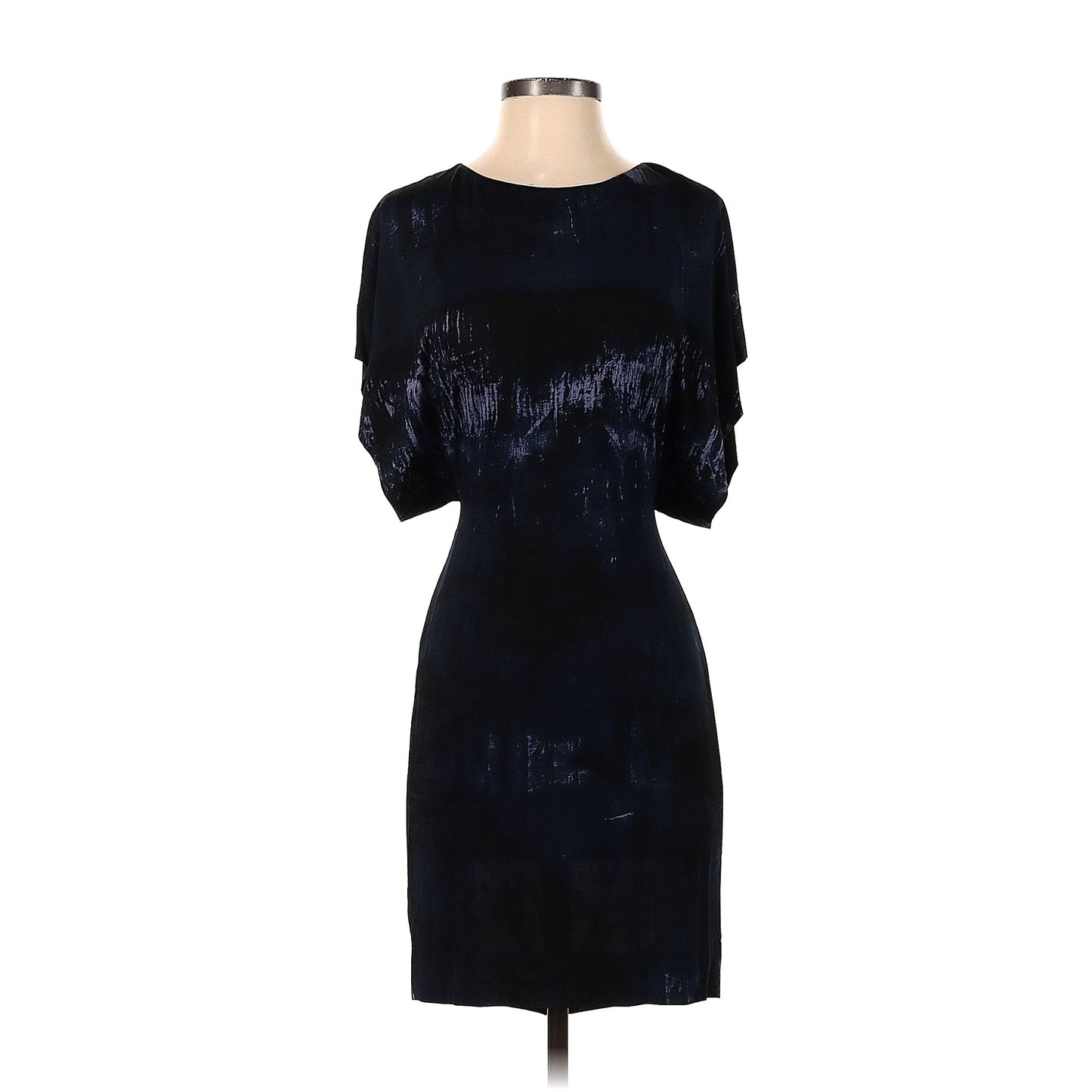 Vintage 90s YIGAL AZROUEL 100% Silk Midnight Blue Dress w/Low Back Cutout Size 1