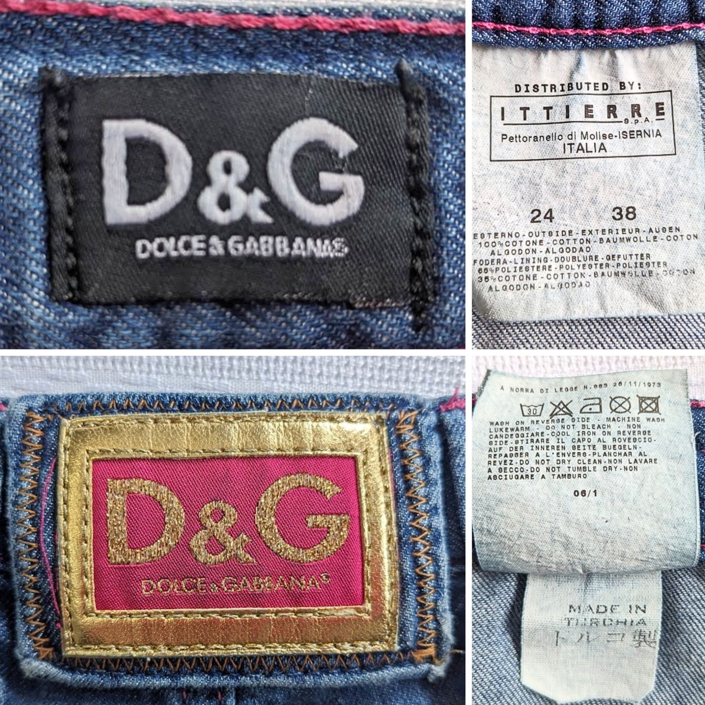 Rare 2006 DOLCE&GABBANA D&G Distressed Barbie Pink Stitch Bush Pant Capris Sz 24