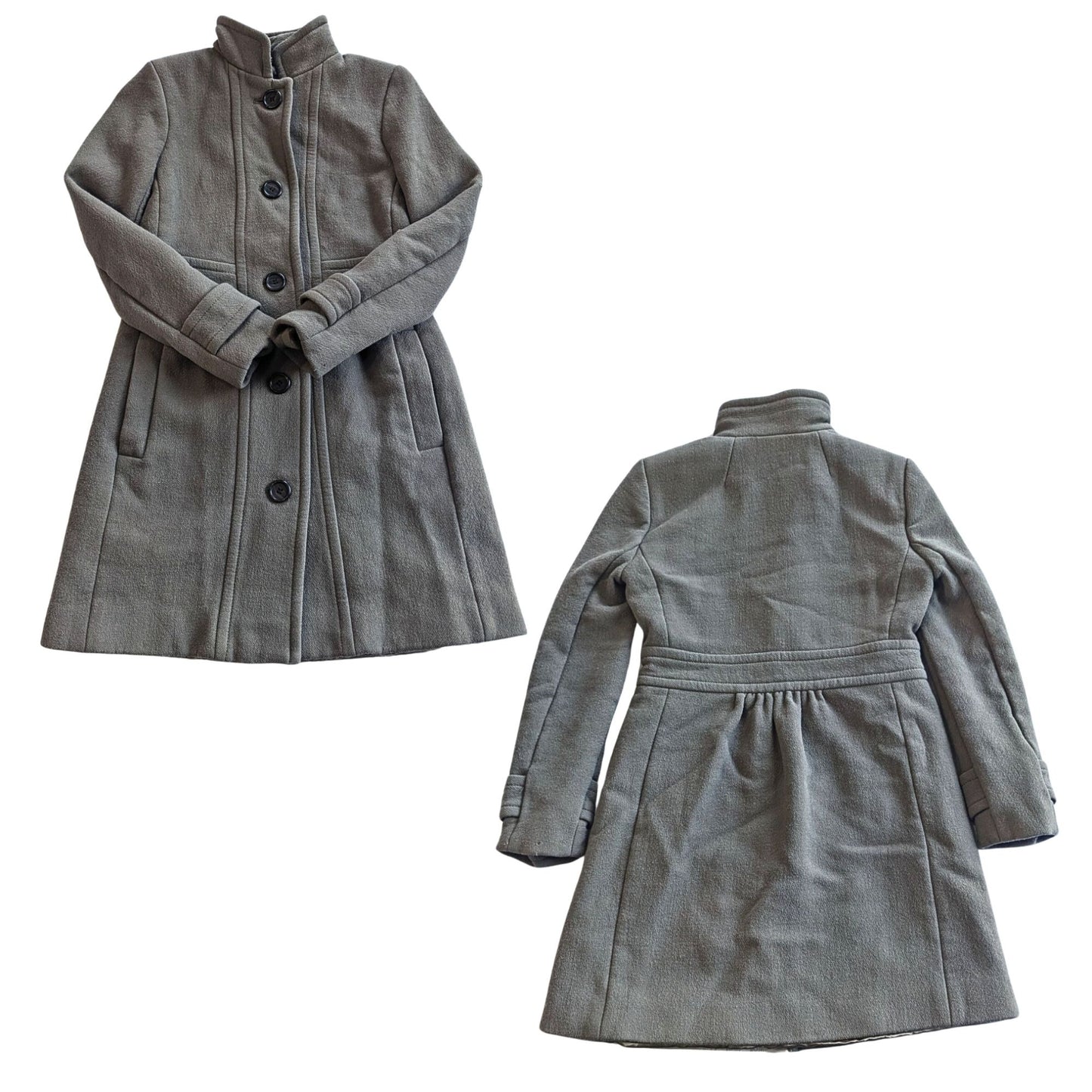 2010 J. CREW Double Cloth Cobblestone Coletta 94% Italian Wool Princess Coat 0P