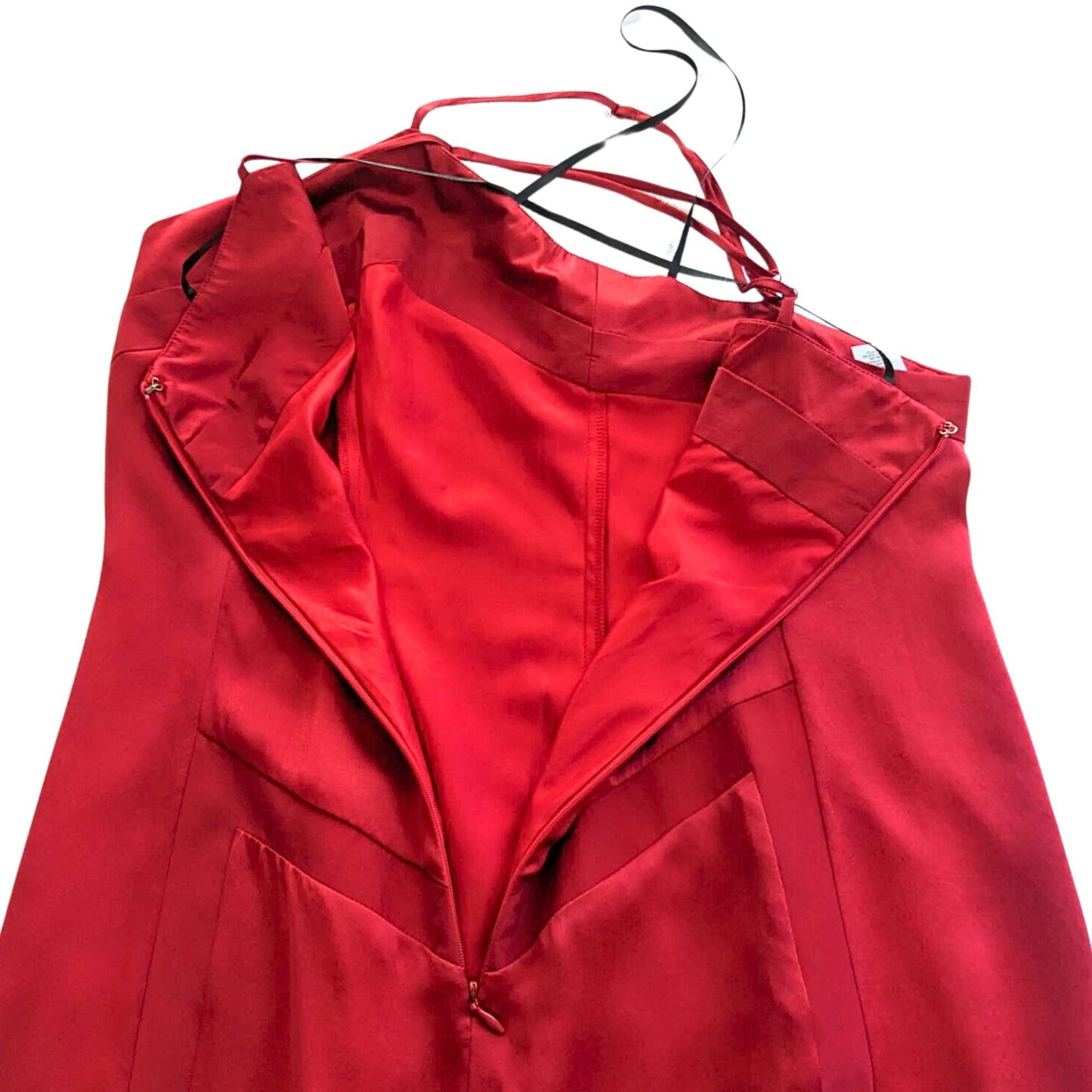 NWT LAUNDRY BY DESIGN Red 100% Silk Satin Evening Slip Dress Gown Size 10