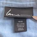 LANE BRYANT 100% Cotton Light Blue Western Stretch Knit Henley LightWgt Sz 18/20