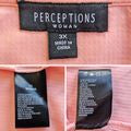 PERCEPTIONS Woman Textured Peach Cropped Embellished Cardigan Blazer Size 3X