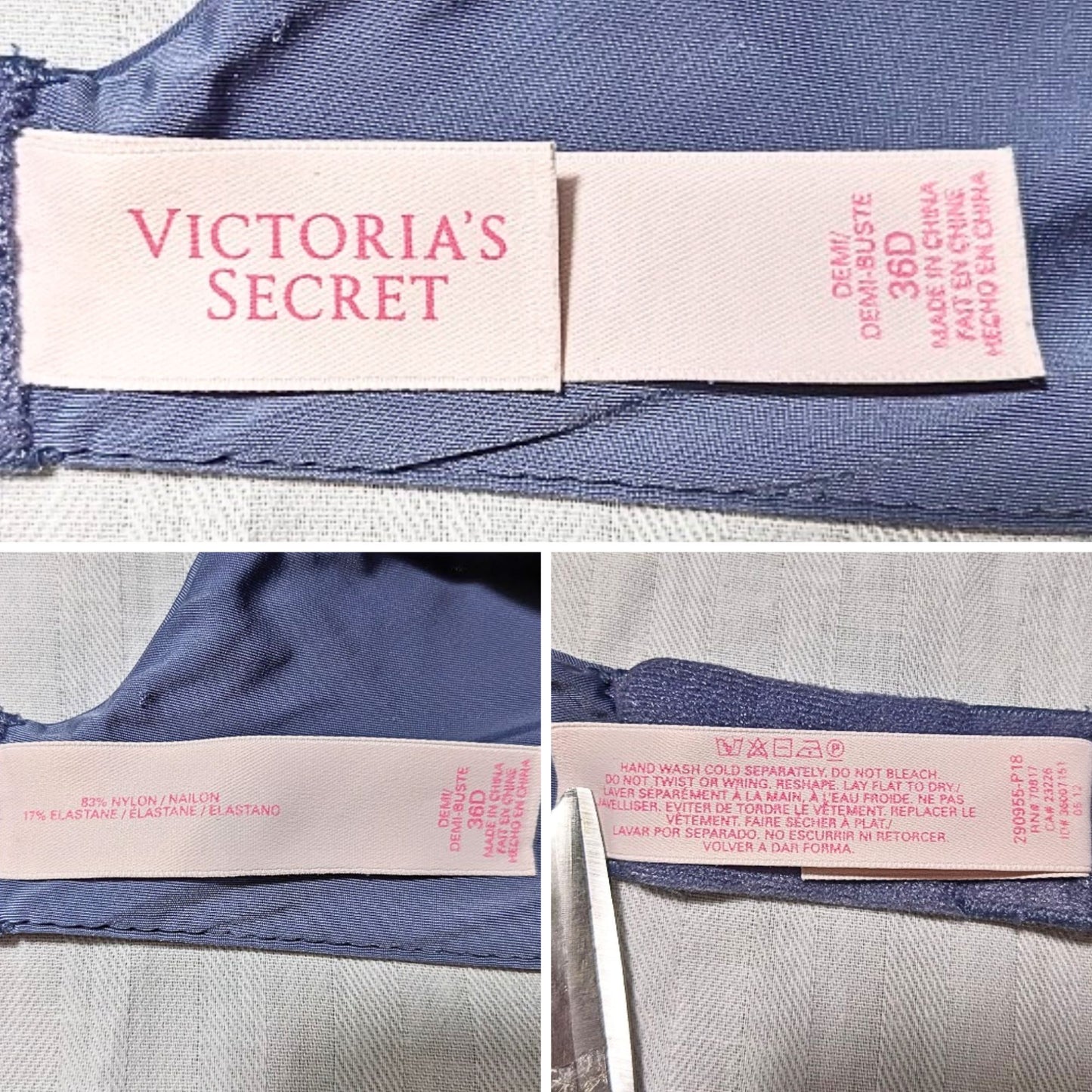 VICTORIA'S SECRET Very Sexy Demi Underwire Everyday Bra in French Blue Size 36D