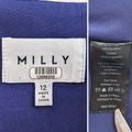 MILLY Clare Indigo Boatneck Puff Sleeve Princess Seam Sheath Mini Dress Size 12