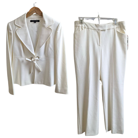 NWT ANNE KLEIN 2-pc Winter White Formal/Wedding Suit w/Silver Rhinestones Sz 10P