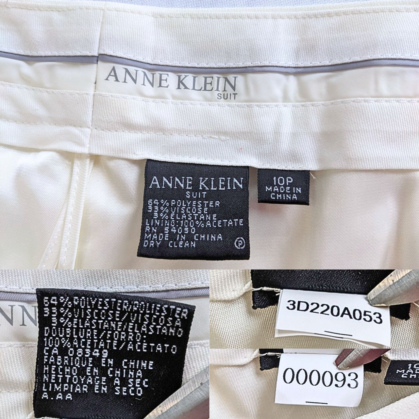 NWT ANNE KLEIN 2-pc Winter White Formal/Wedding Suit w/Silver Rhinestones Sz 10P