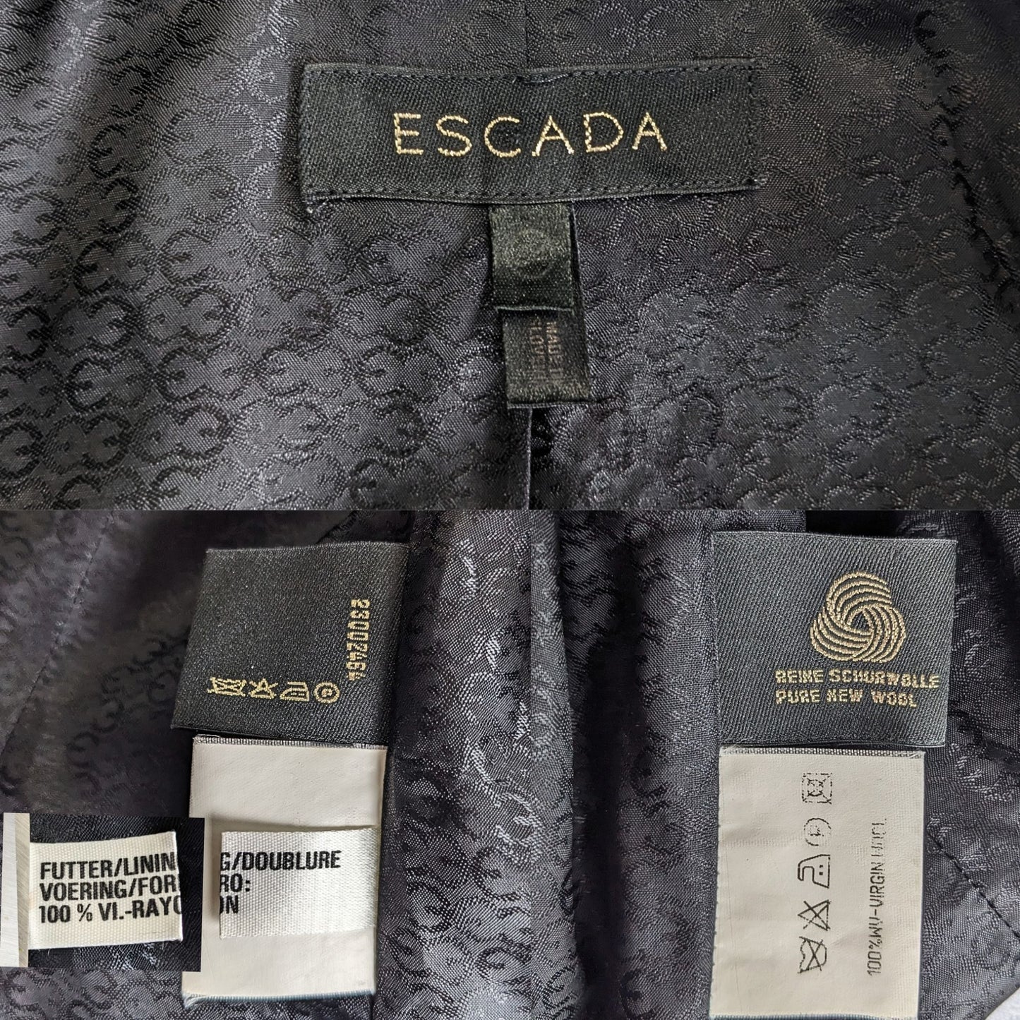 Vintage Y2K ESCADA Near-Mint 2-Pc Gray Pinstripe Slim Suit - 34 Jacket 36 Pants