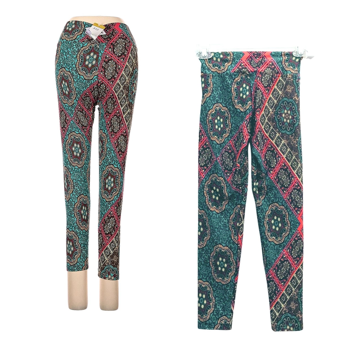 NWT LIQUIDO Teal & Pink Moroccan Paisley Wardy Leggings UV Protected Size S