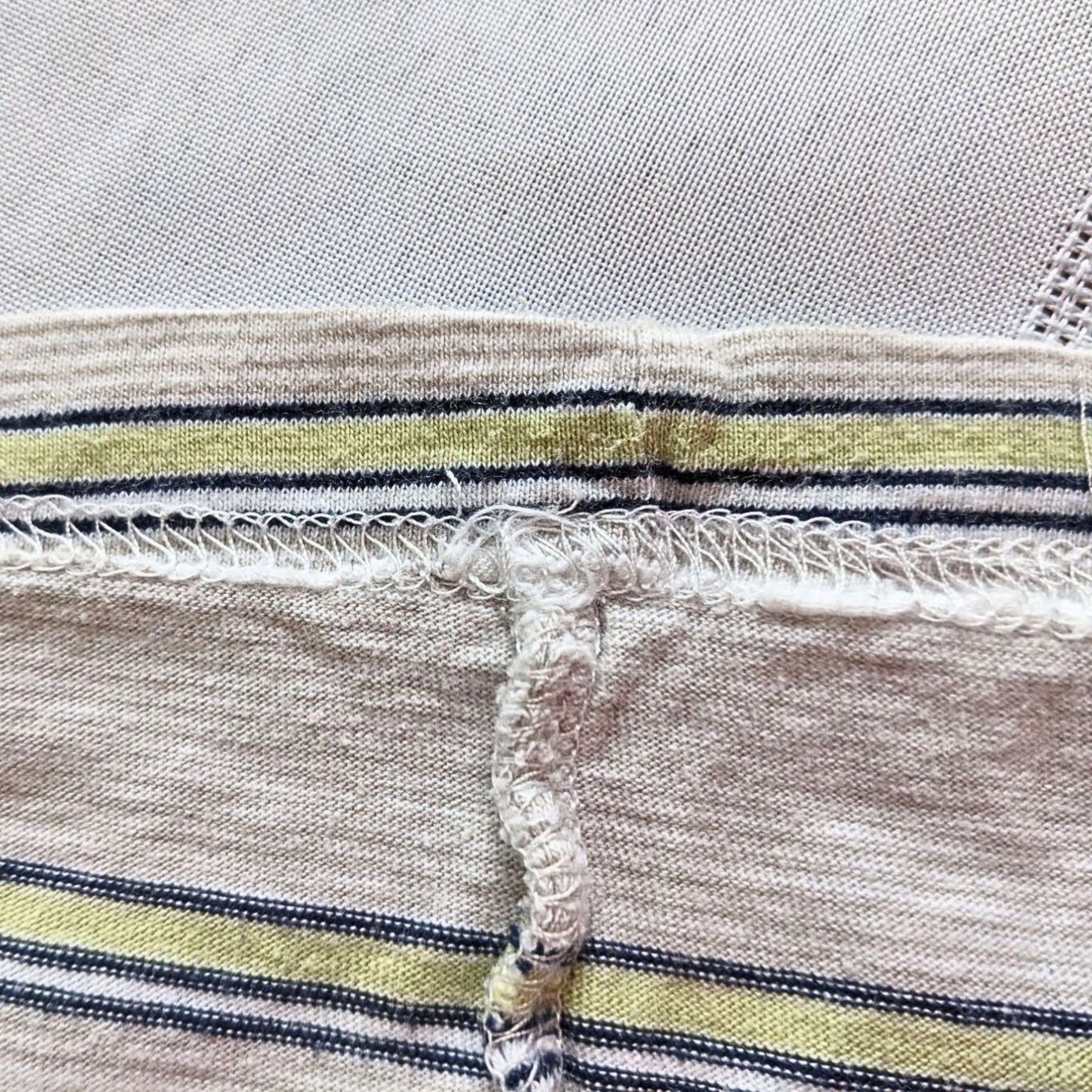 Vintage Y2K OLD NAVY 100% Egyptian Cotton White Yellow Striped Polo Mens Size XL