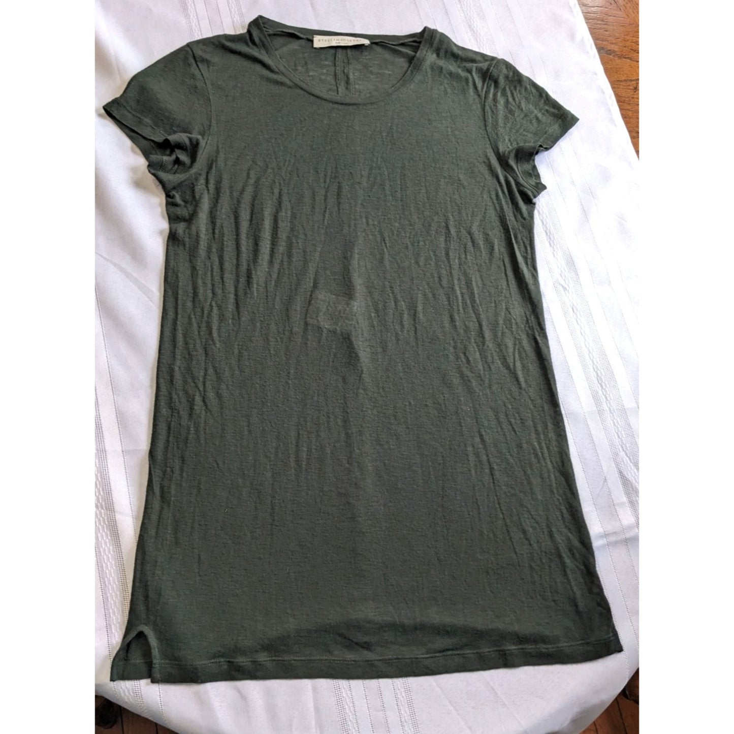 STELLA MCCARTNEY Hunter Green Emo Cashmere Blend Long Layering Tee Size 44 L/XL