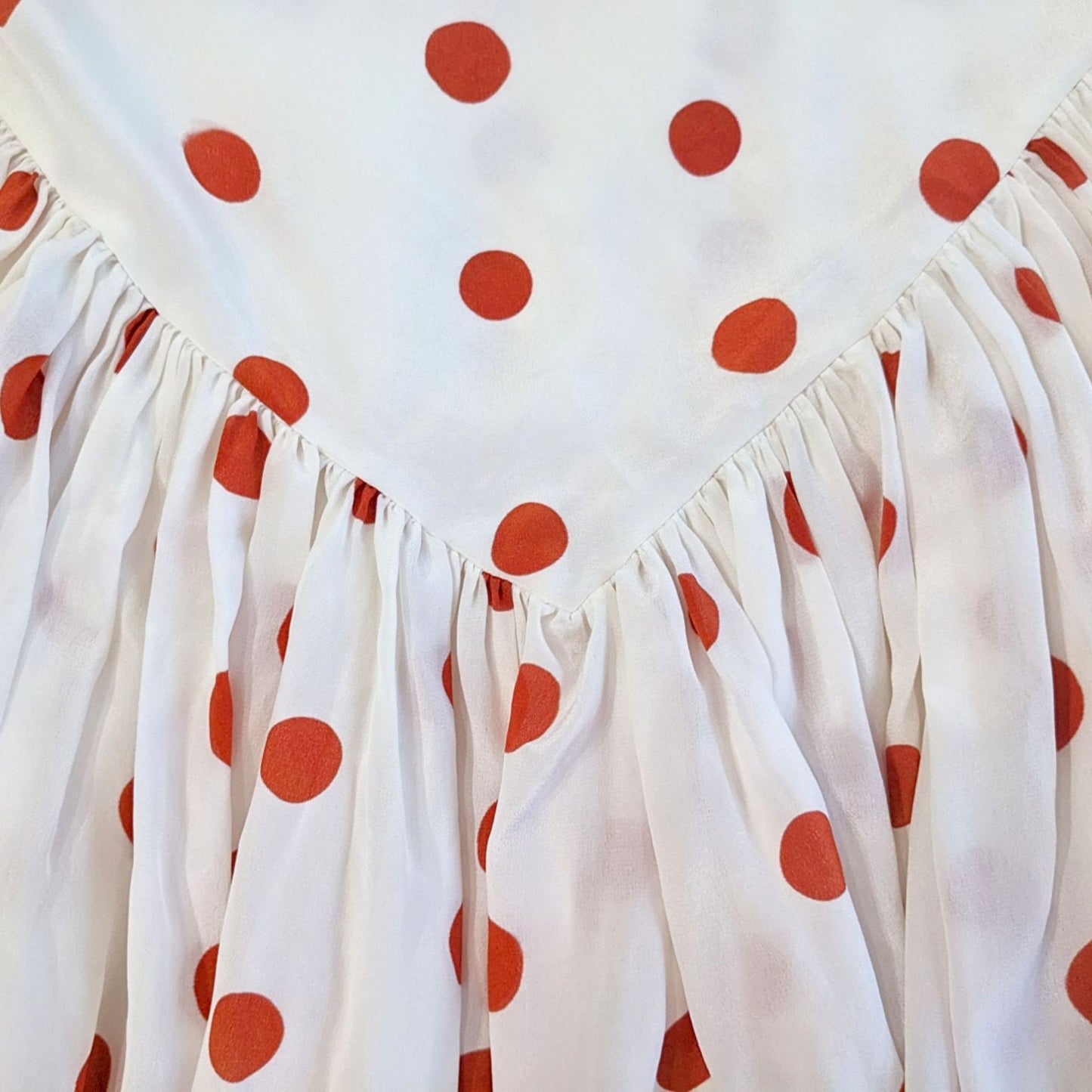 DE LA VALI Capri Polka Dot Printed Silk Maxi Dress In White/Red Size 12