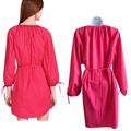 J.CREW Re-imagined Hot Pink Tie-Sleeve Button-Front Cotton Poplin Dress Size XXL