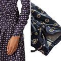 JONATHAN SIMKHAI Navy Floral Long Sleeve Faux Wrap Drop Waist Mini Dress Size 10