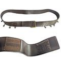 Vtg Y2K Dangling Charm Wide Low Rise Studded Brown Faux Leather Belt Sz 48/1X