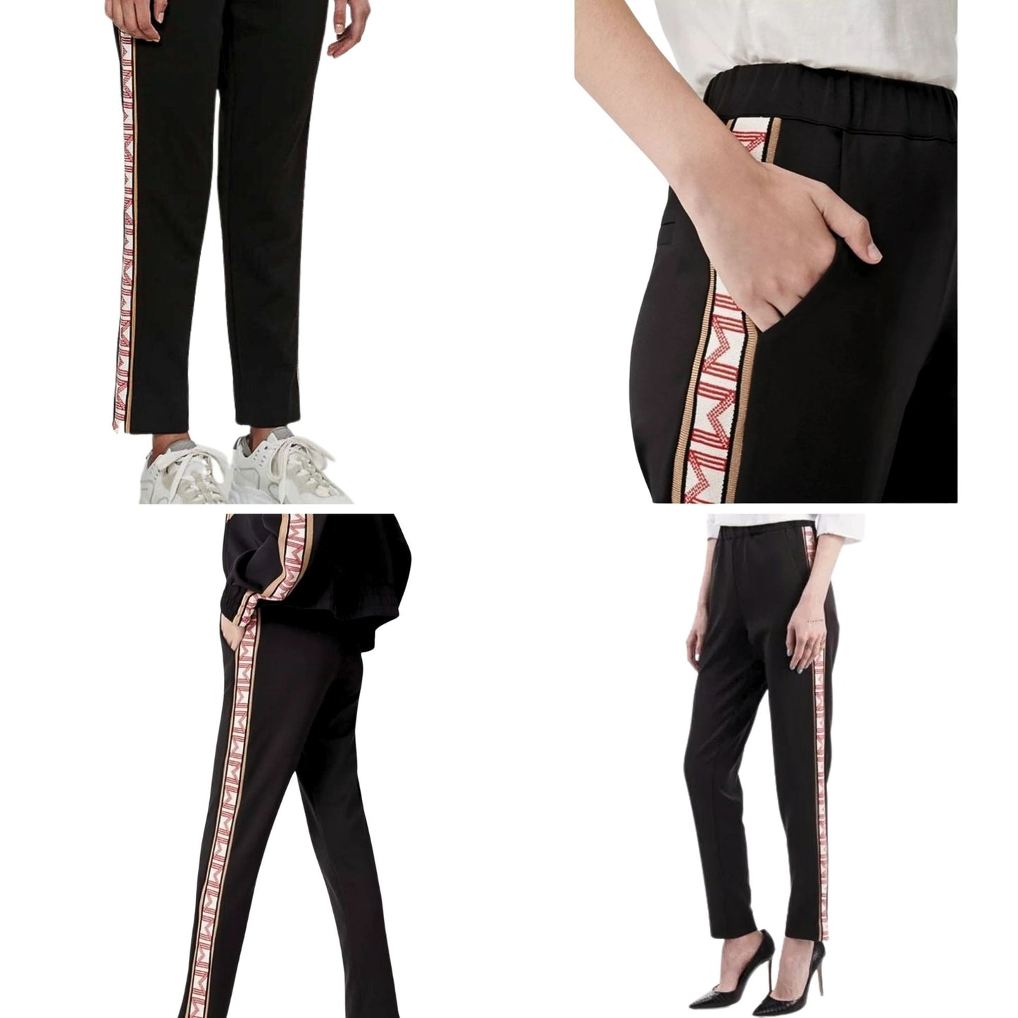 Blackish's Diane's MAJE Porto Sporty Fem M Stripe Black Jogging Pants Size 40/L