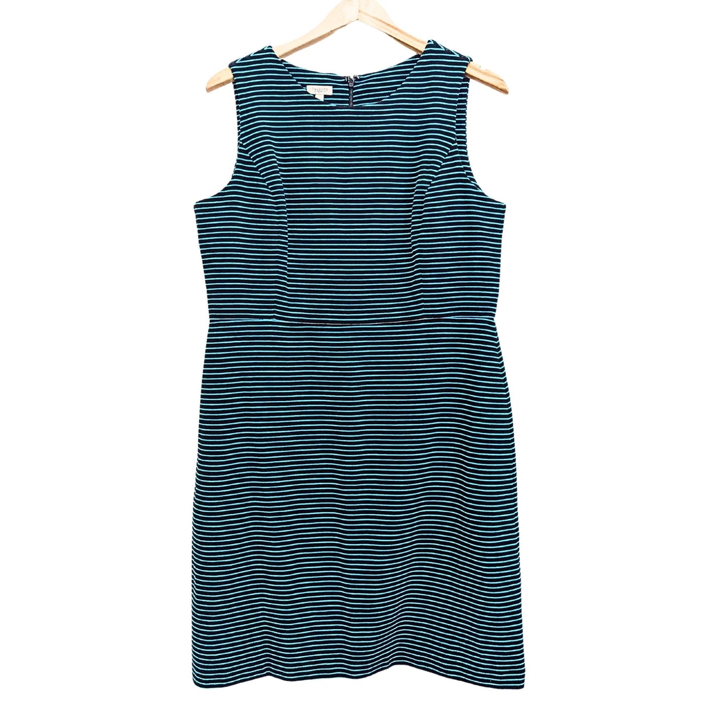 TALBOTS Electric Blue & Black Striped Sleeveless Dress Size 14P