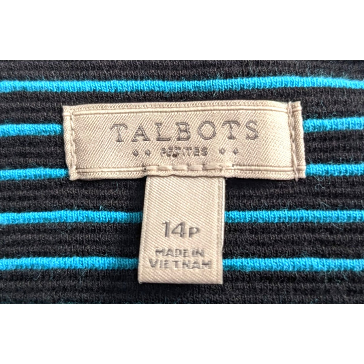 TALBOTS Electric Blue & Black Striped Sleeveless Dress Size 14P