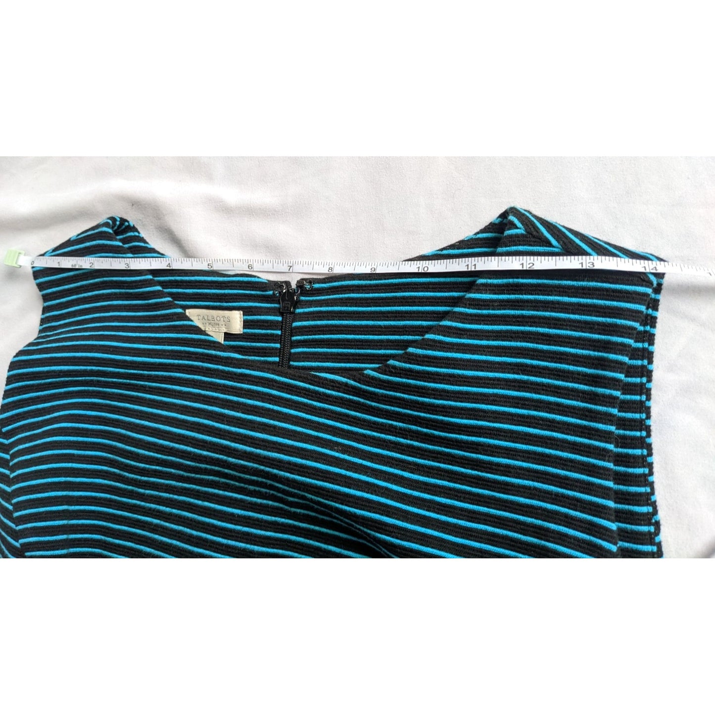 TALBOTS Electric Blue & Black Striped Sleeveless Dress Size 14P