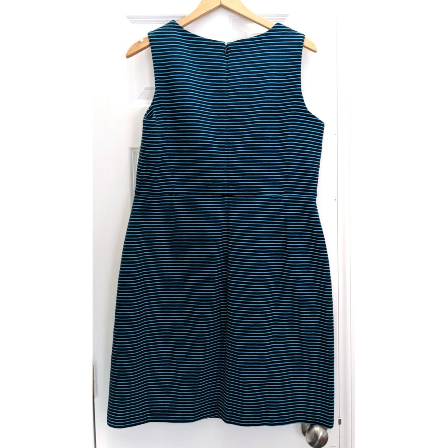 TALBOTS Electric Blue & Black Striped Sleeveless Dress Size 14P