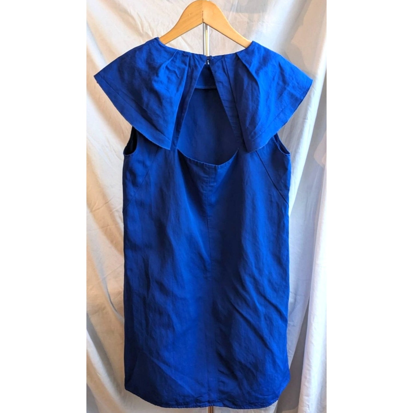 Vintage Y2K TARA JARMON Cobalt Blue Shift Mini Dress Cut Out Back Size 40