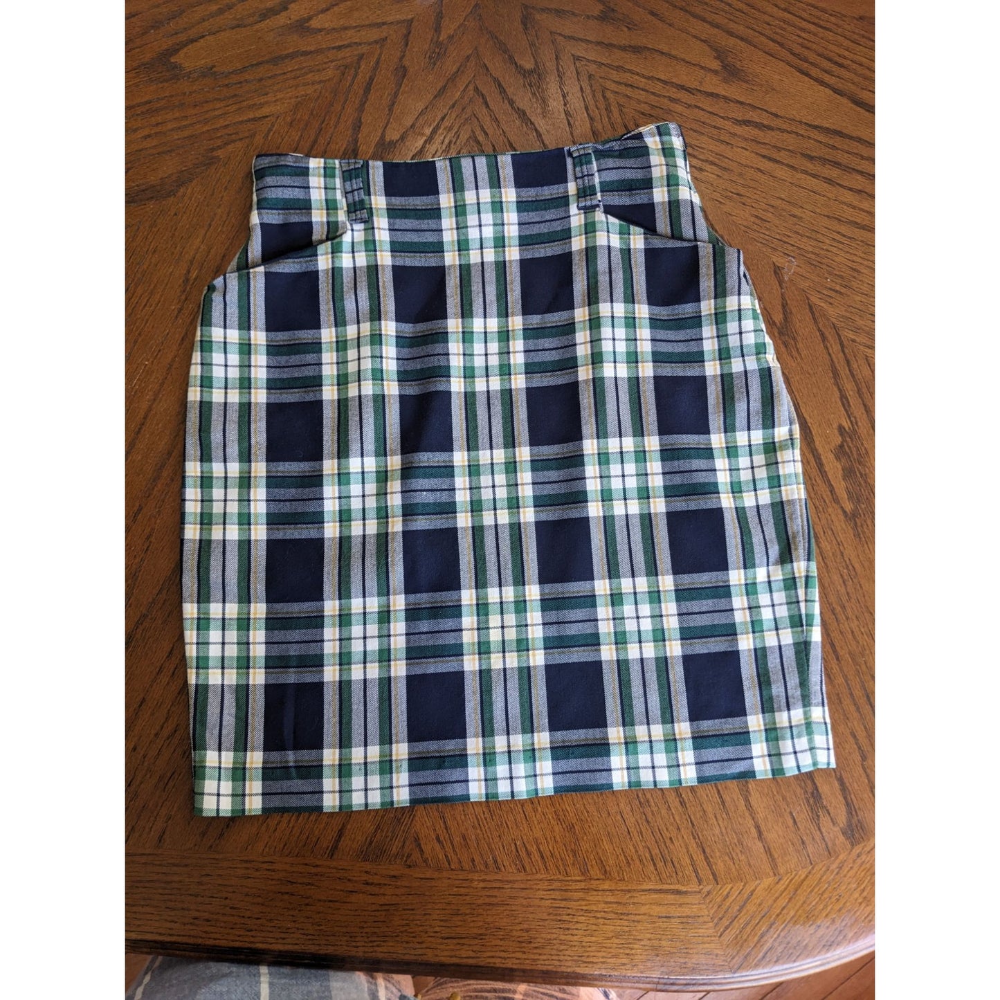 Vintage 80s THE LIMITED Old Money Navy Plaid High Rise Skirt Made in Italy Sz 10